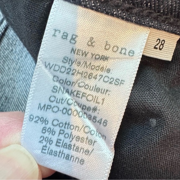 Rag & Bone Nina Coated Snake Jeans Black 28 - Picture 11 of 11